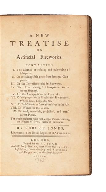 SCIENCE  (PYROTECHNICS.)  Jones, Robert. A New Treatise on Artificial Fireworks. 1765